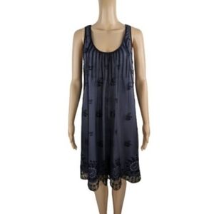 Rebecca Taylor Black Bumble Bee Sheer Overlay Dress 6
